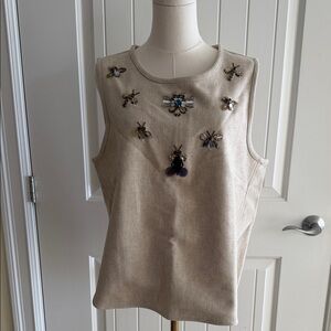 Banana Republic Beige Embellished Tank Top